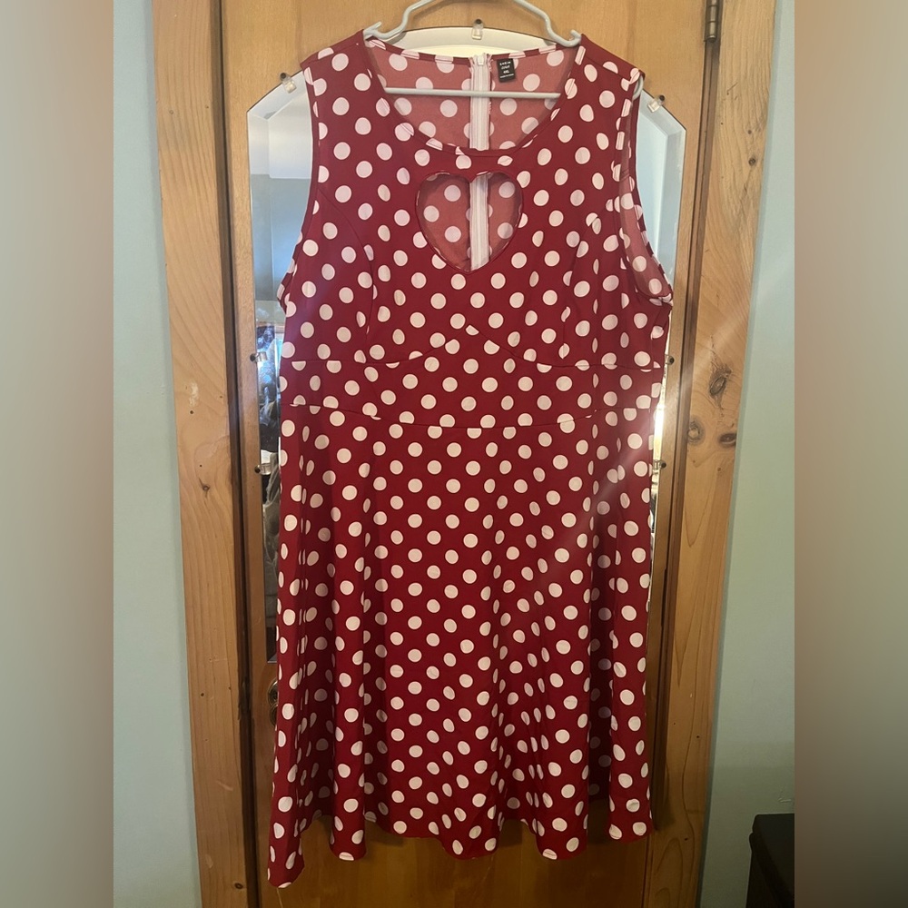 Heart cut out Dress. Red polka dot.